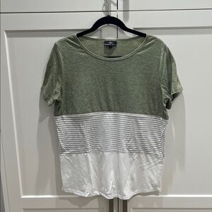 Nursing Queen Olive and White Striped Short Sleeve Tee